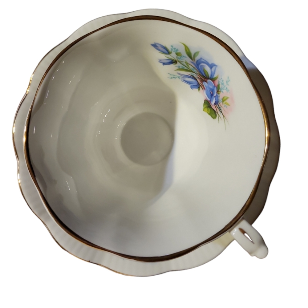 Vtg Royal Elbert Bone China England Tea Cup Saucer Coffee Blue Pink Gold Accents - Picture 3 of 9